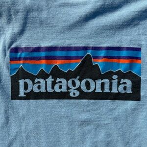 Patagonia men’s long sleeve tee with logo on back